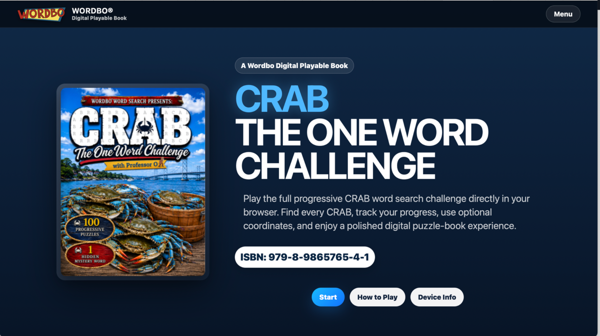 CRAB Digital landing screen