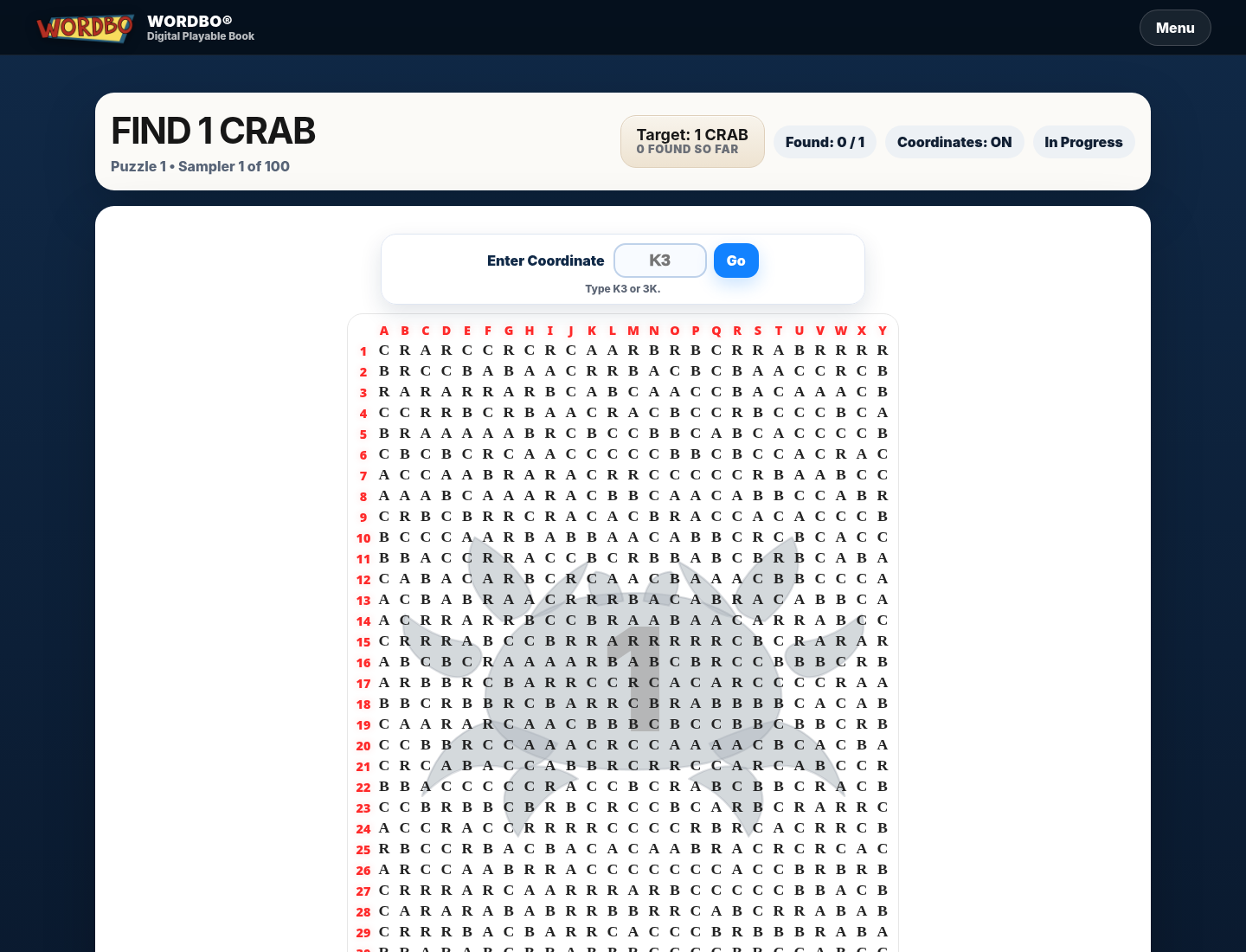 CRAB Digital puzzle screen